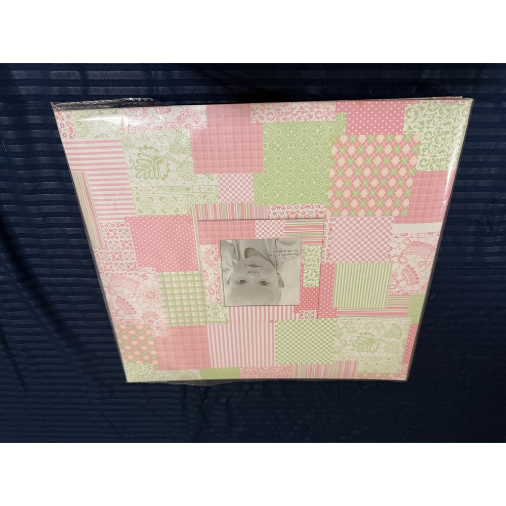 MBI 12x12 Top Load Scrapbook Pink Green Patchwork Floral Baby Album 20 Page NEW
